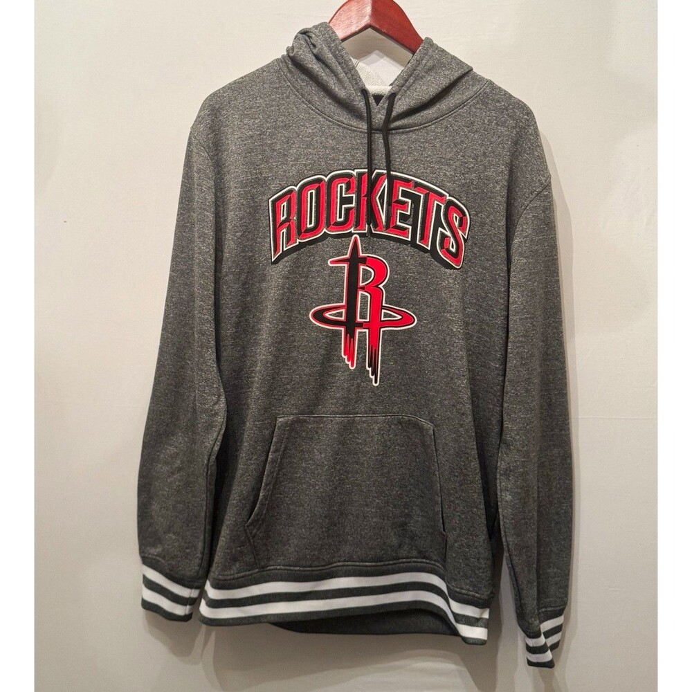 Ultra Game NBA Houston Rockets Pullover Hoodie Sweatshirt Gray Size L